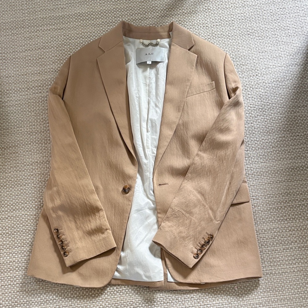 A.L.C. Tan Single-Button Notch Lapel Blazer